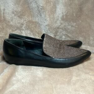VINCE Nikita Calf Hair & Leather Point-toe Loafers In Black Women's Size 9.5M :)